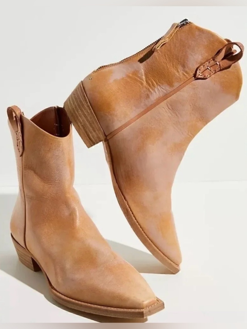 Free People We the Free Wesley Ankle Boots Papaya Western Leather EU 37.5 US 7.5